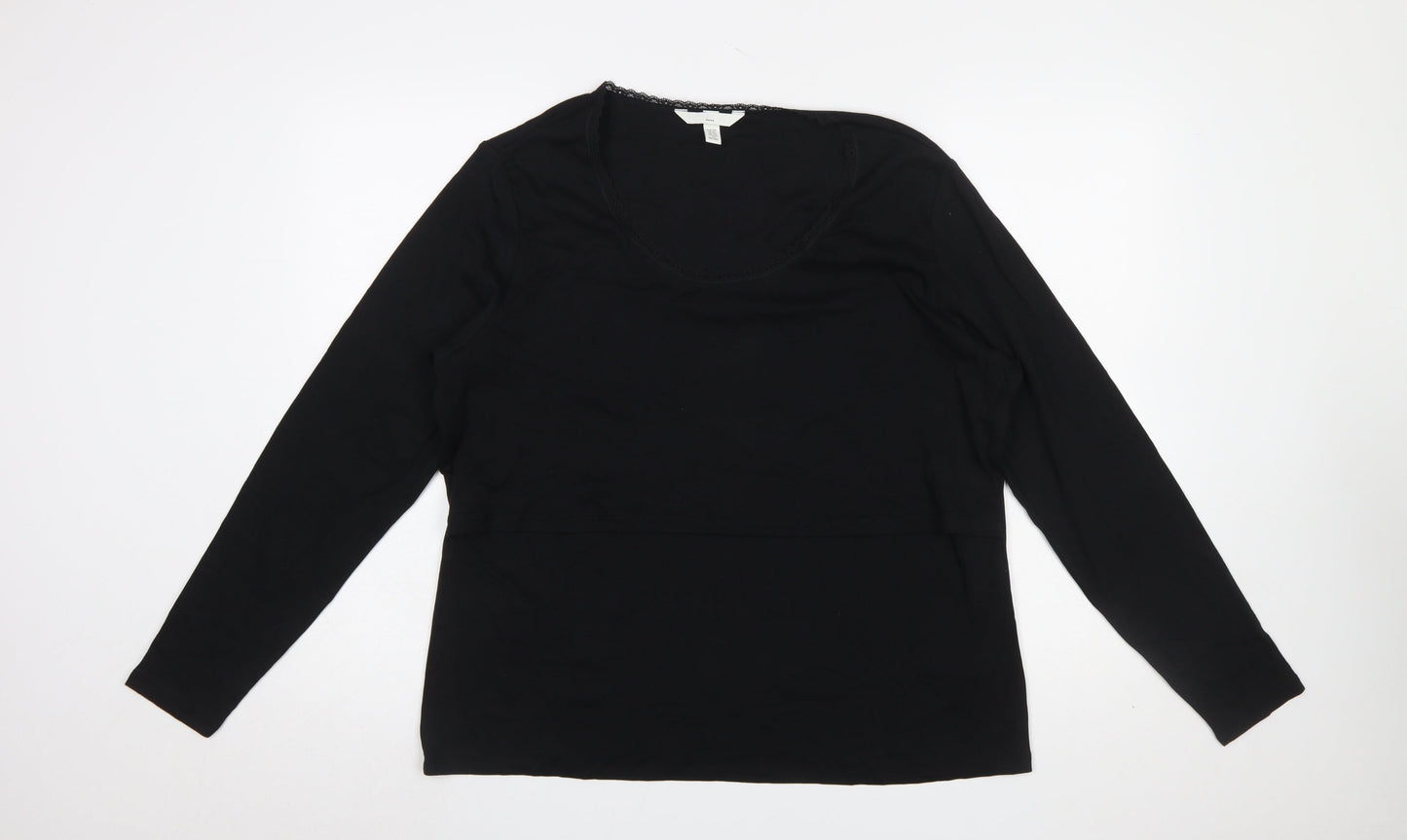 H&M Mama Black Long Sleeve Maternity Top Women XXL Cotton Blend