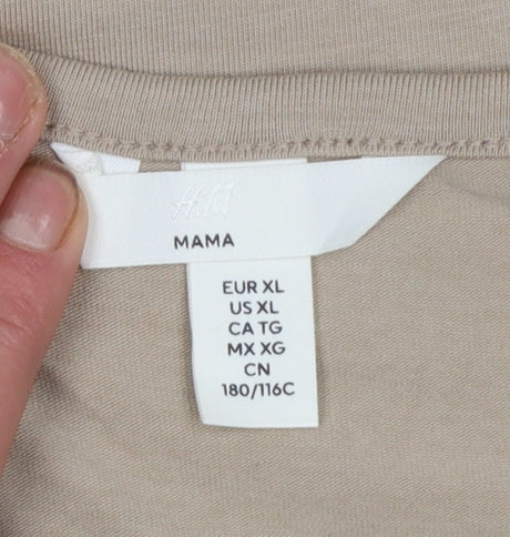 H&M MAMA Women Beige Long Sleeve Basic Maternity T-Shirt Size 16