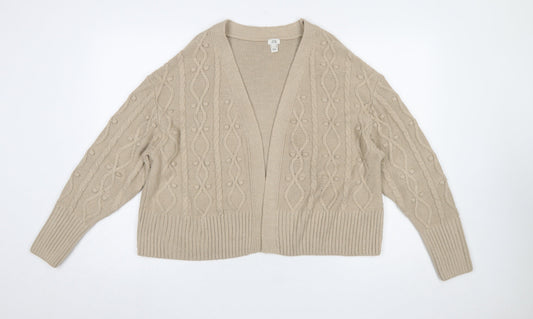 River Island Women’s Beige Cable-Knit Open Cardigan Size S