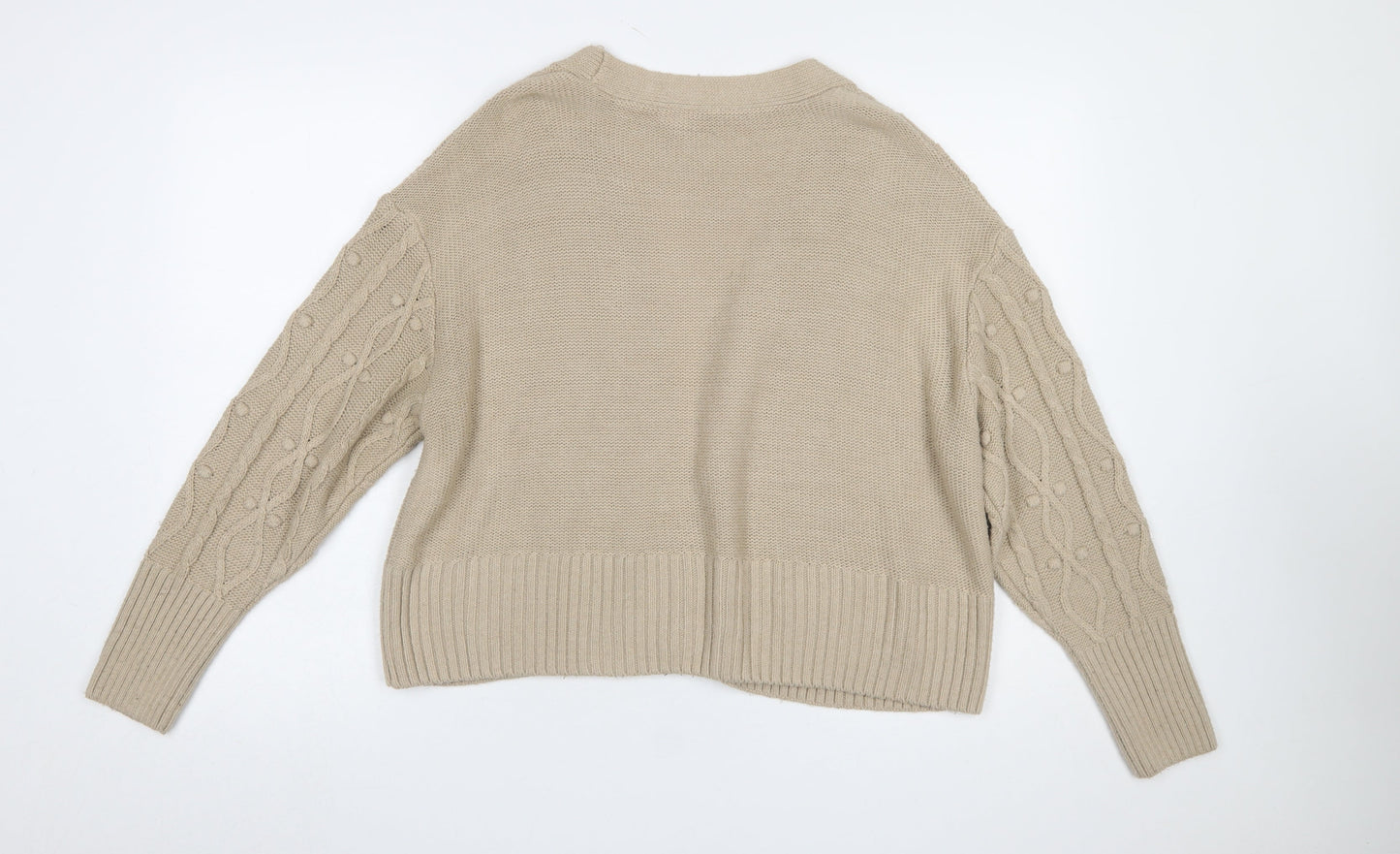 River Island Women’s Beige Cable-Knit Open Cardigan Size S