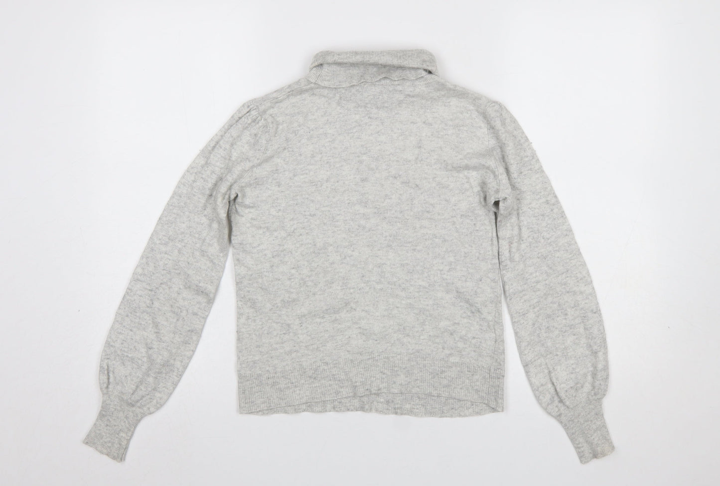 Laura Ashley Womens Grey Roll Neck Jumper UK 8 Long Sleeve Lightweight Knit