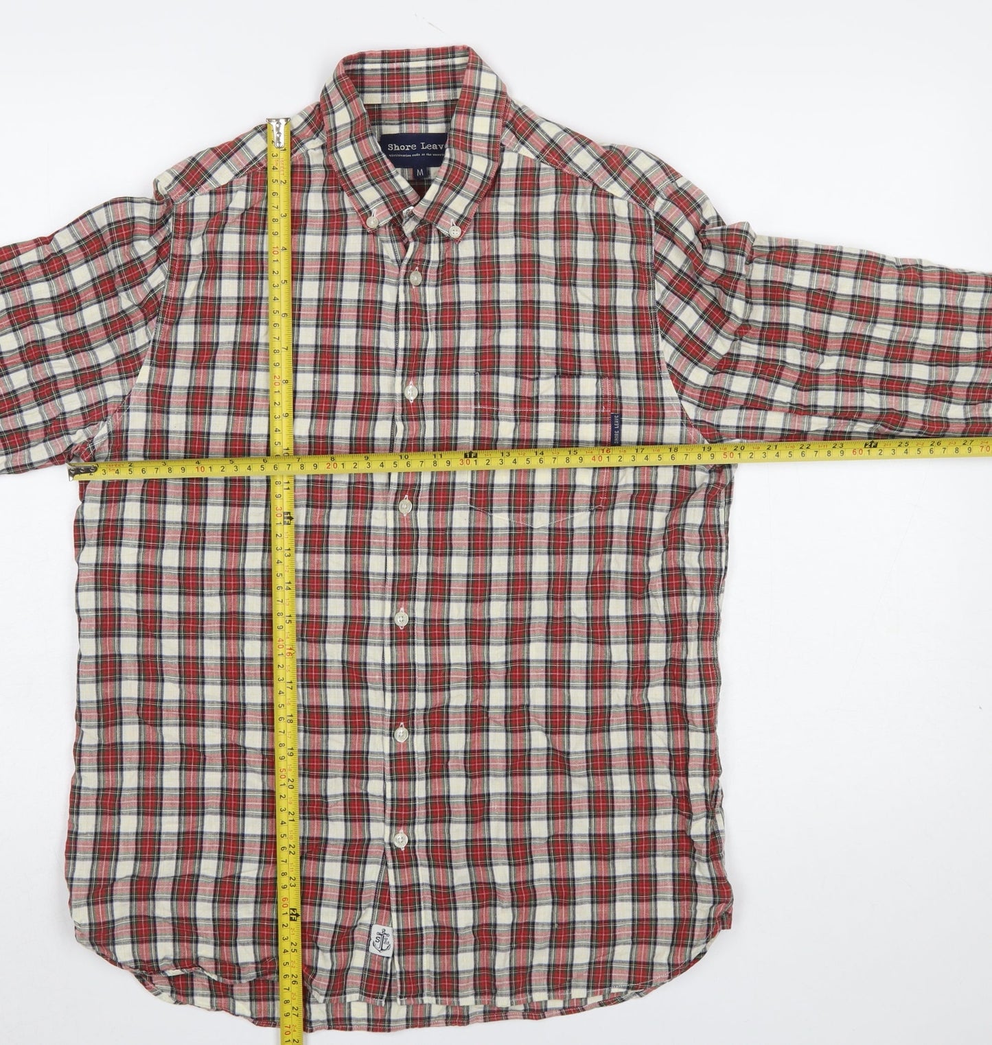 Shore Leave Men's Red Check Long Sleeve Button-Up Shirt Size M