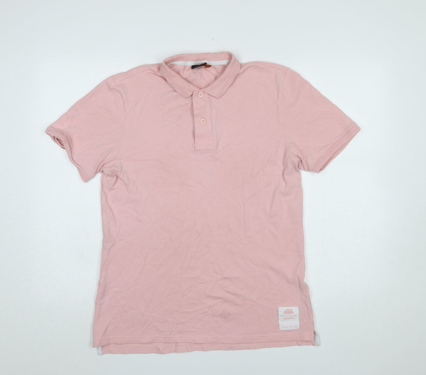Sundek Men’s Pink Cotton Stretch Polo Shirt M Short Sleeve