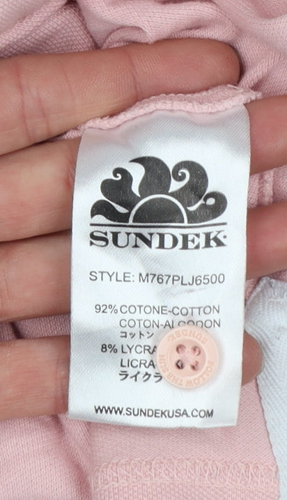 Sundek Men’s Pink Cotton Stretch Polo Shirt M Short Sleeve