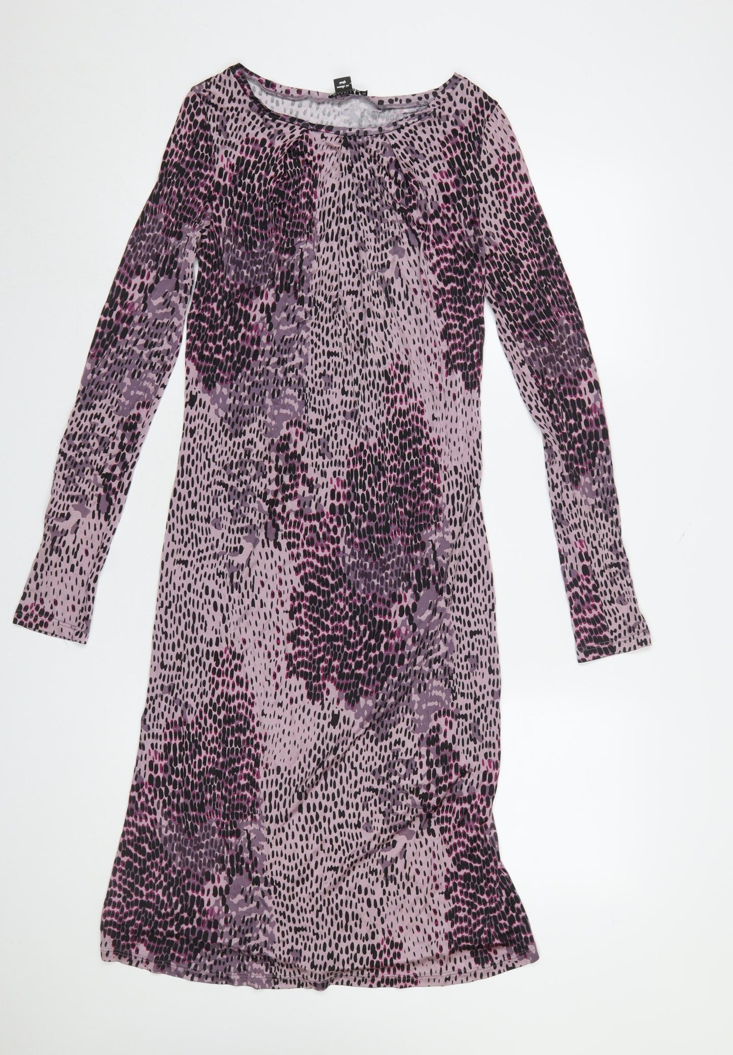 Marella Women Purple Multicoloured Long Sleeve Shift Dress Size M