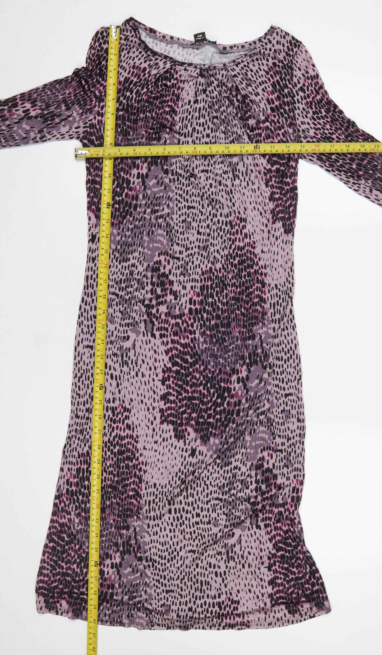 Marella Women Purple Multicoloured Long Sleeve Shift Dress Size M