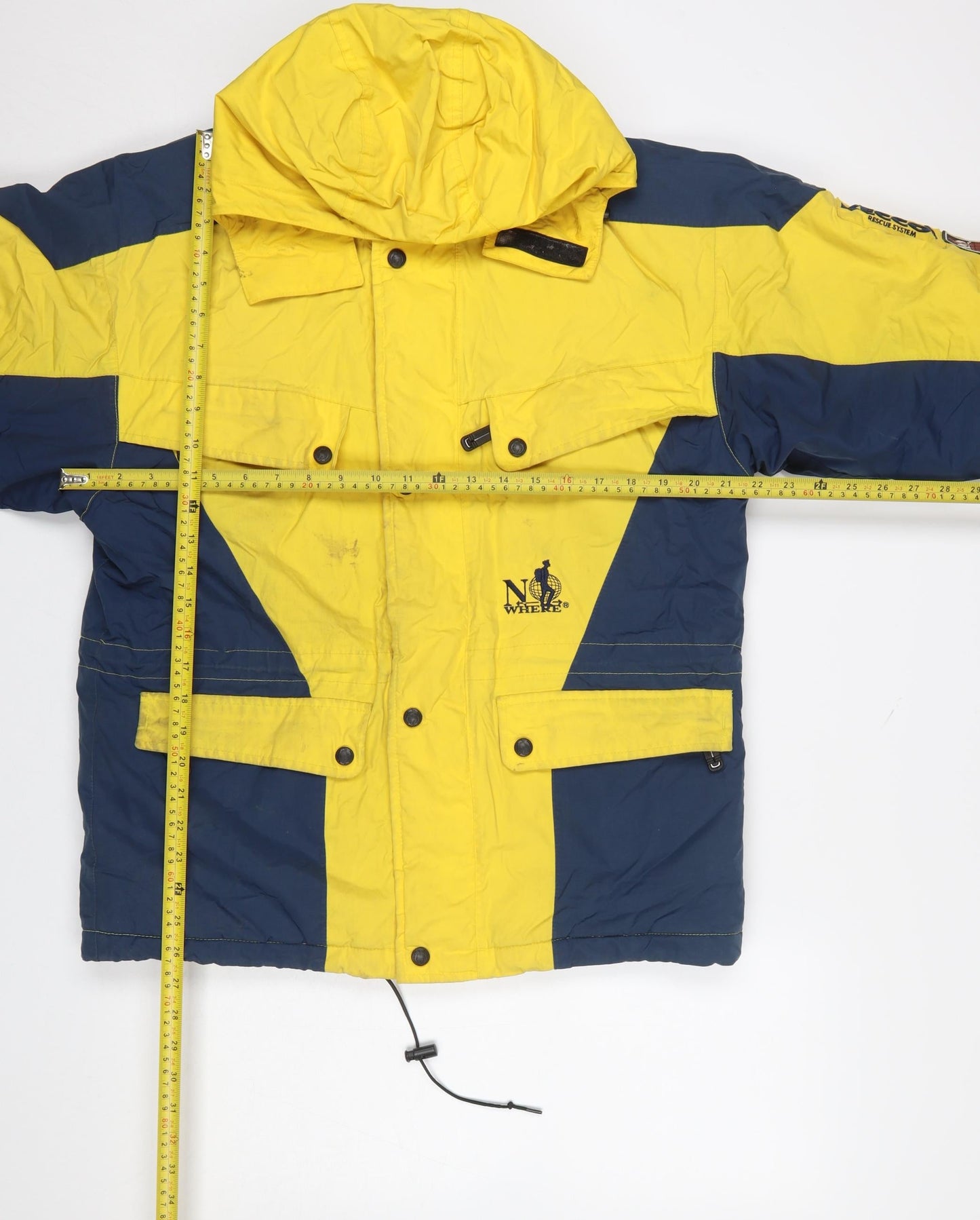 No Where Boys Yellow and Blue Ski Jacket 11-12 Years Hooded Winter Coat
