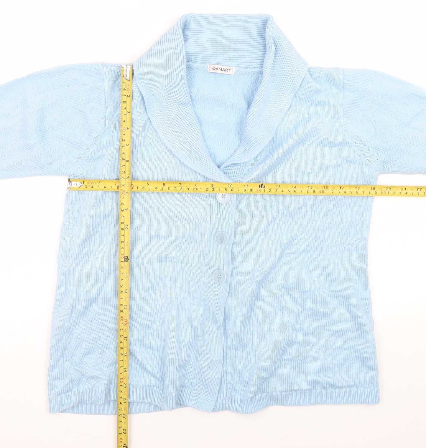 Damart Women’s Blue Button Cardigan UK 14/16 Acrylic Knit Shawl Collar