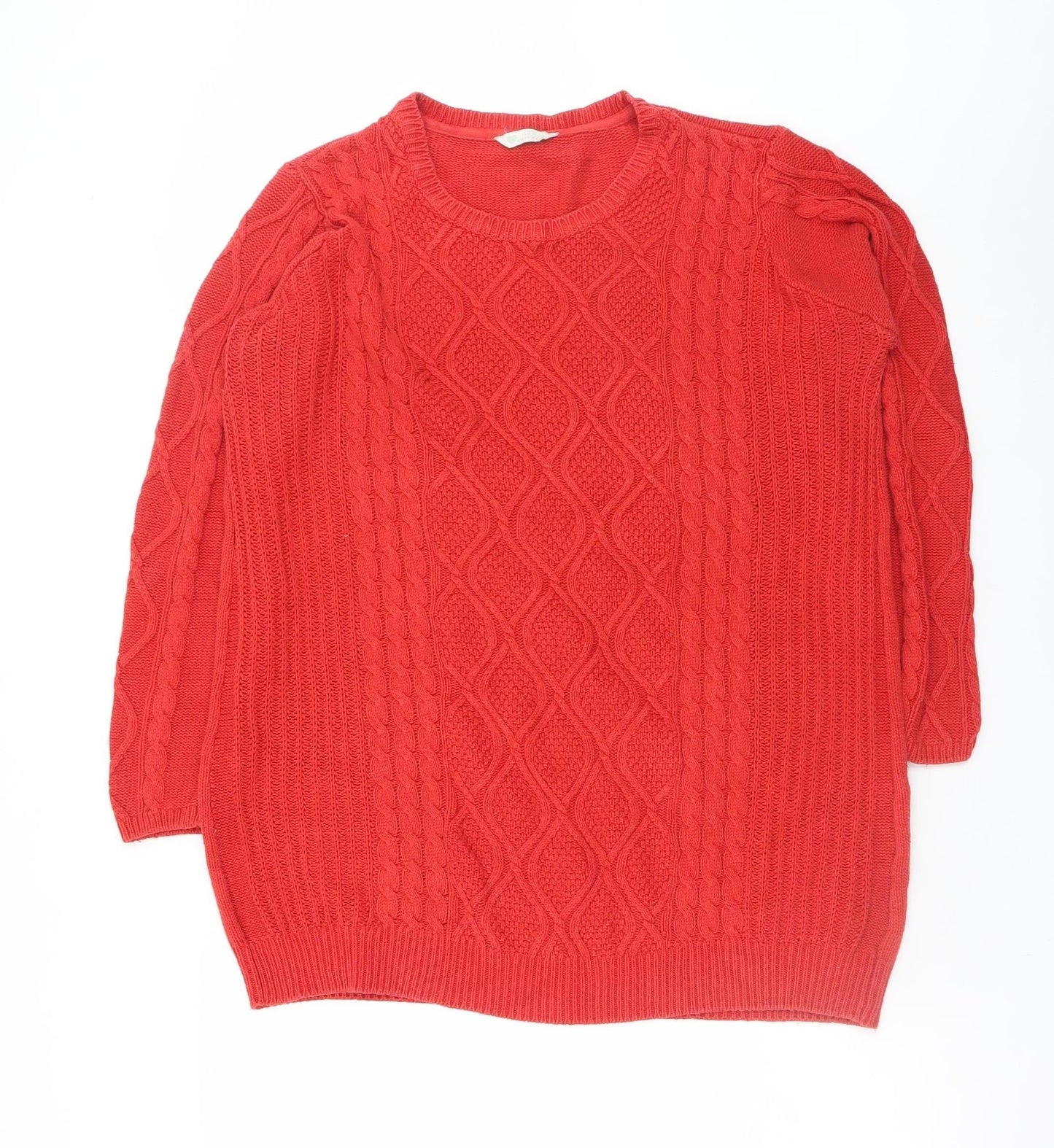 BHS Women Red Jumper Dress Size 20 Knit Crew Neck Long Sleeve