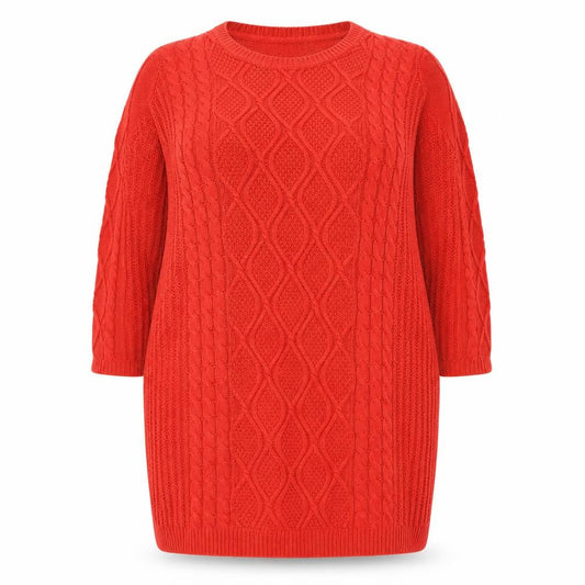 BHS Women Red Jumper Dress Size 20 Knit Crew Neck Long Sleeve
