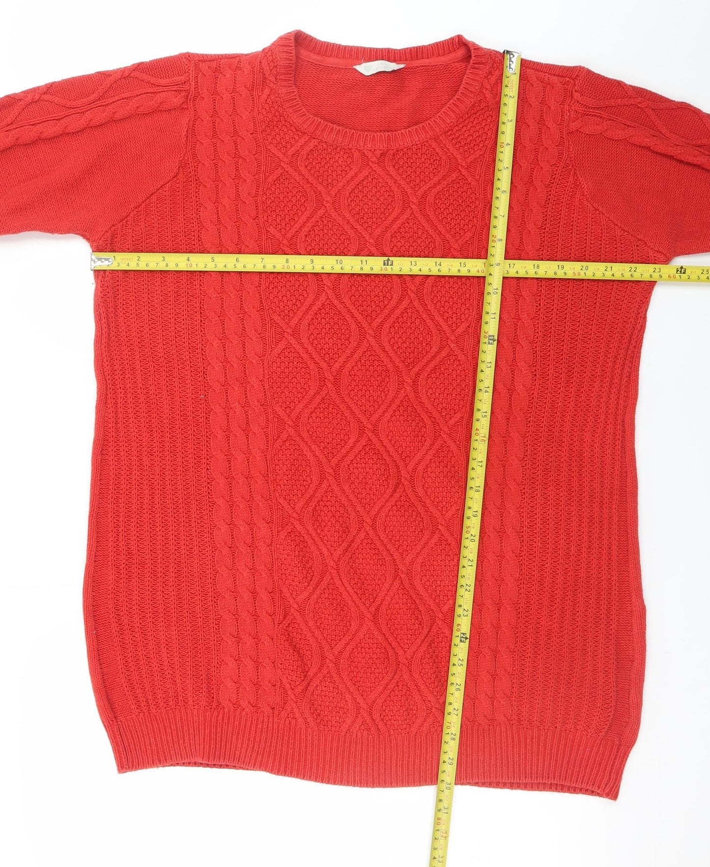 BHS Women Red Jumper Dress Size 20 Knit Crew Neck Long Sleeve