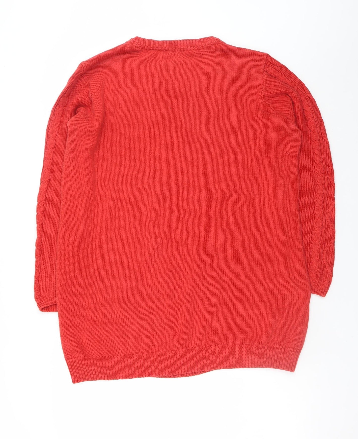 BHS Women Red Jumper Dress Size 20 Knit Crew Neck Long Sleeve