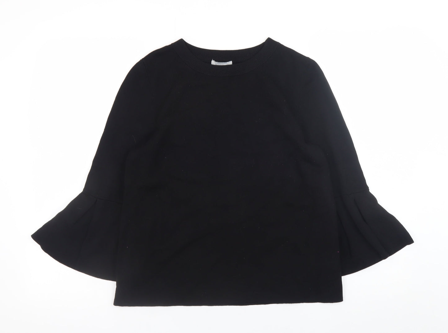 H&M Women’s Black Bell Sleeve Crew Neck Knit Jumper Size 8