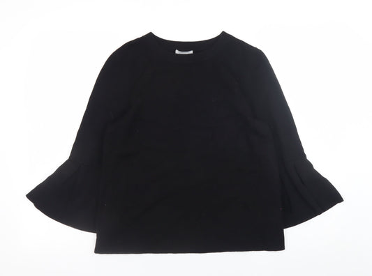 H&M Women’s Black Bell Sleeve Crew Neck Knit Jumper Size 8