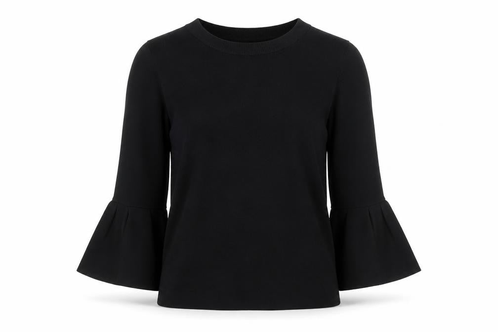 H&M Women’s Black Bell Sleeve Crew Neck Knit Jumper Size 8