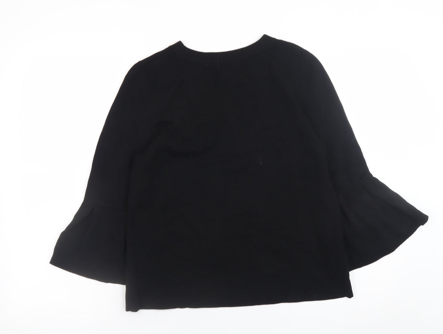 H&M Women’s Black Bell Sleeve Crew Neck Knit Jumper Size 8