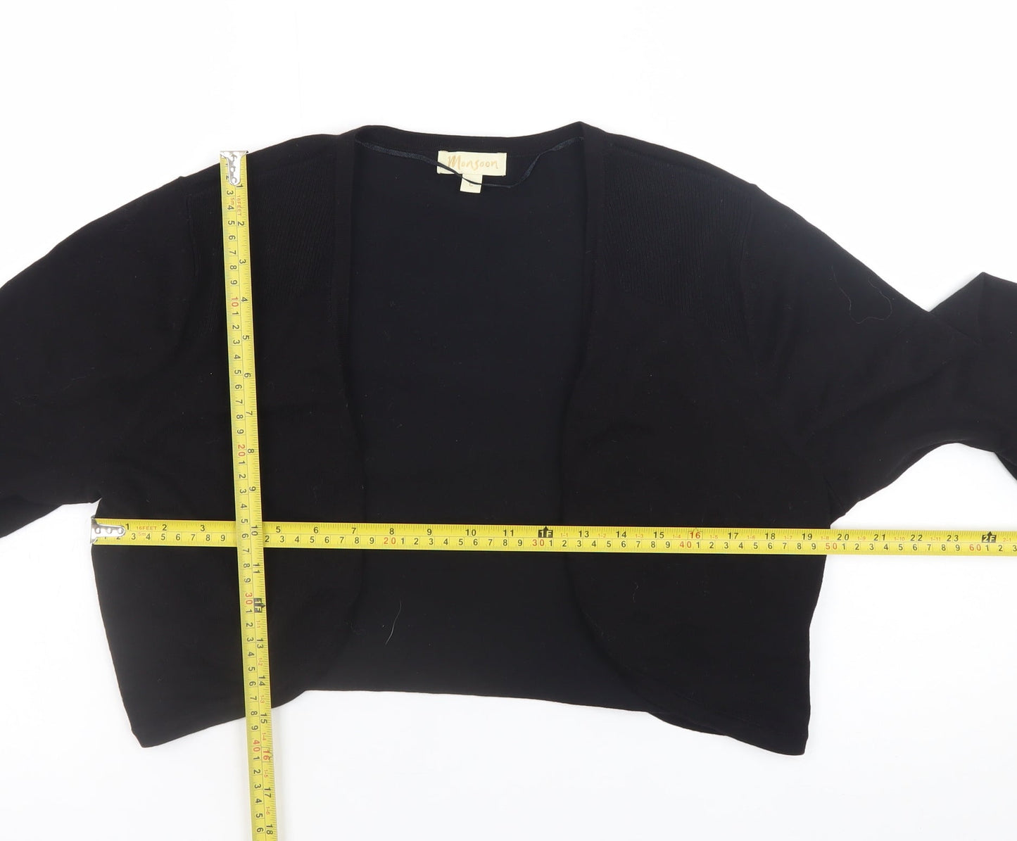 Monsoon Women’s Black Knit Cardigan L Long Sleeve Open Front
