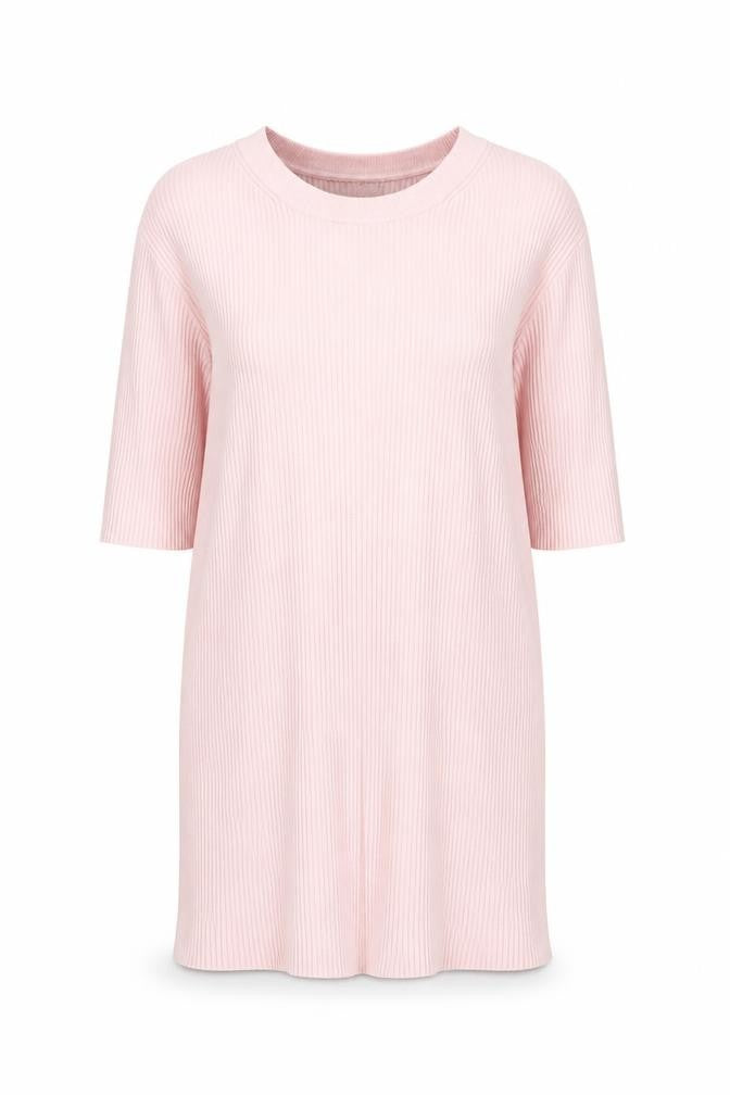 Marks & Spencer Womens Pink Ribbed Knit 3/4 Sleeve T-Shirt Size S