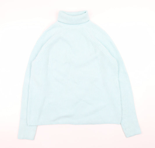 Marks and Spencer Women’s Blue Roll Neck Ribbed Knit Jumper M