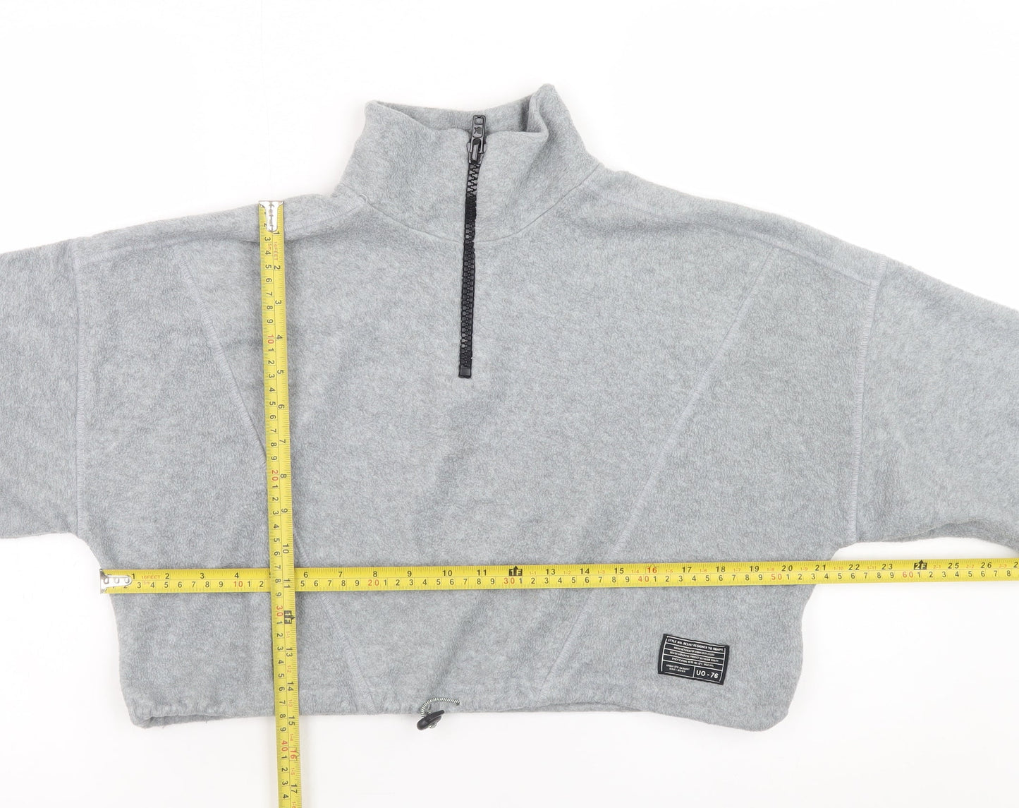 Urban Outfitters Womens Grey 1/4 Zip Cropped Fleece Sweatshirt Size XS