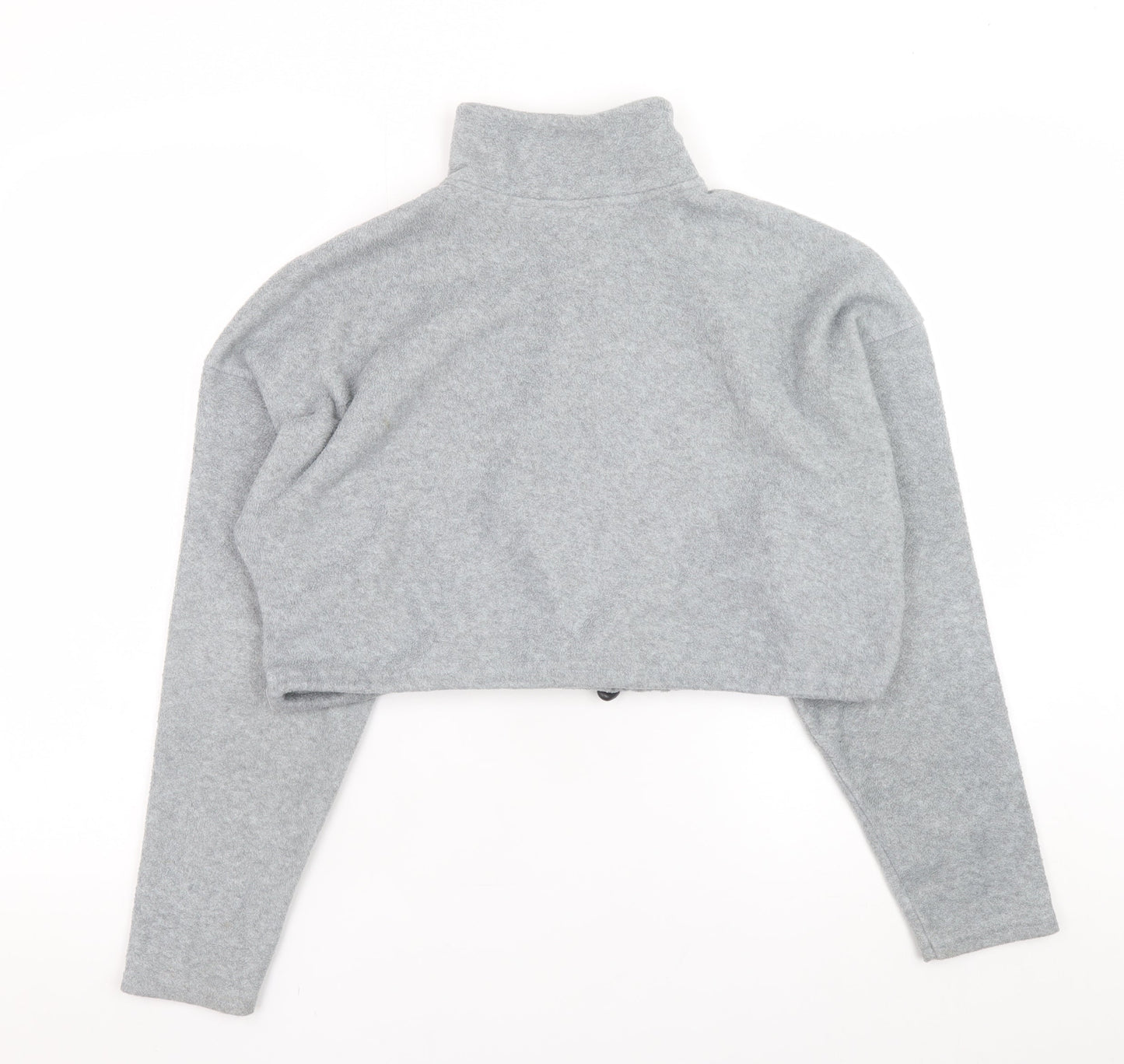 Urban Outfitters Womens Grey 1/4 Zip Cropped Fleece Sweatshirt Size XS