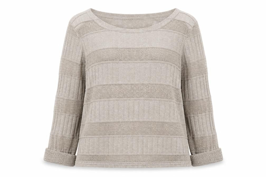River Island Women's Beige Open-Knit Stripe Jumper Size 10
