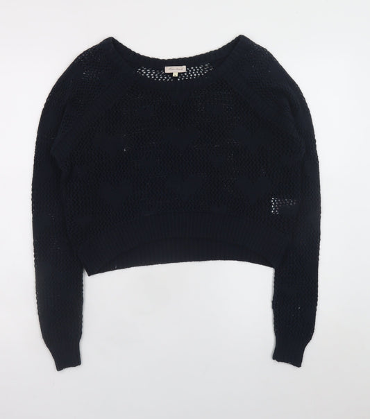 River Island Women’s Black Open Knit Pullover Jumper Size 8