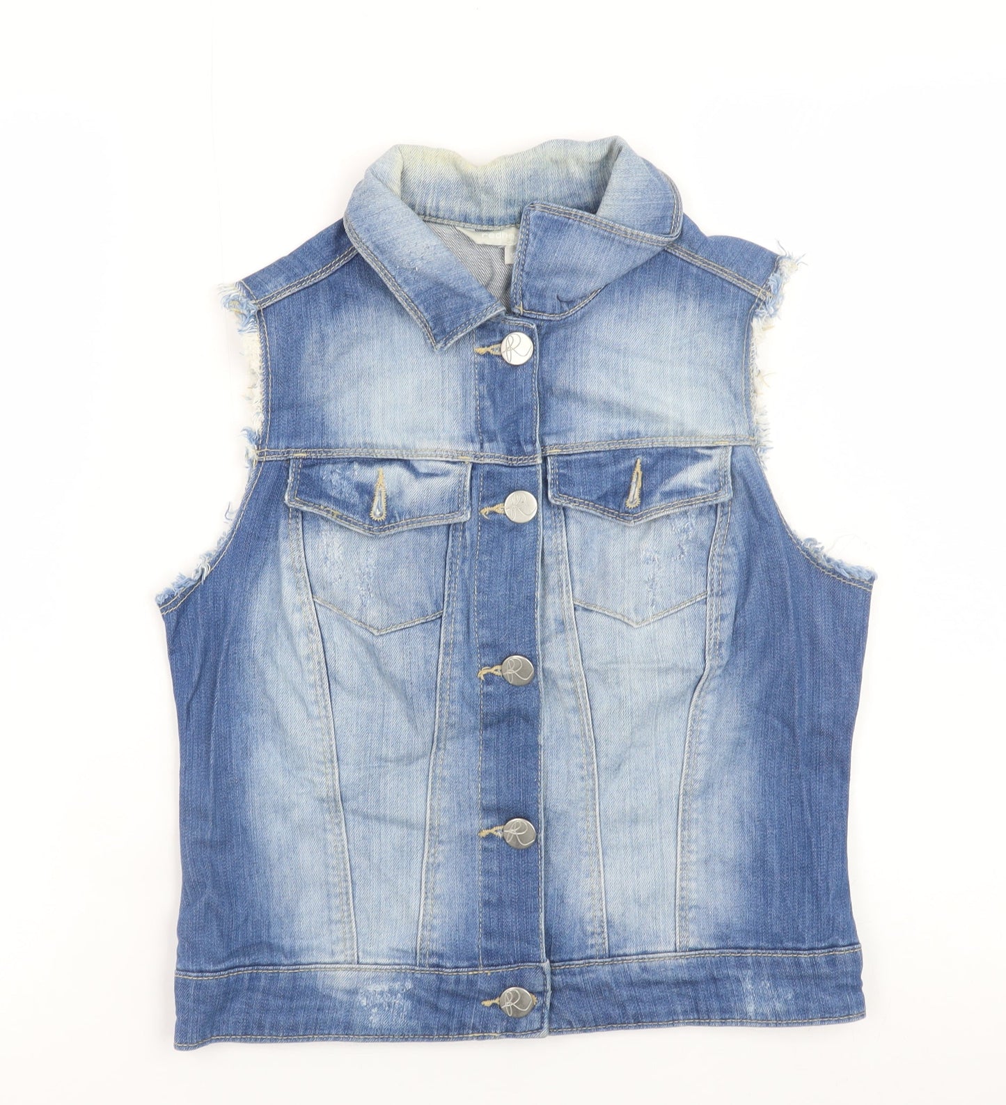 Red Herring Women's Blue Denim Sleeveless Waistcoat Size 12