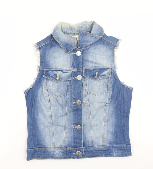 Red Herring Women's Blue Denim Sleeveless Waistcoat Size 12
