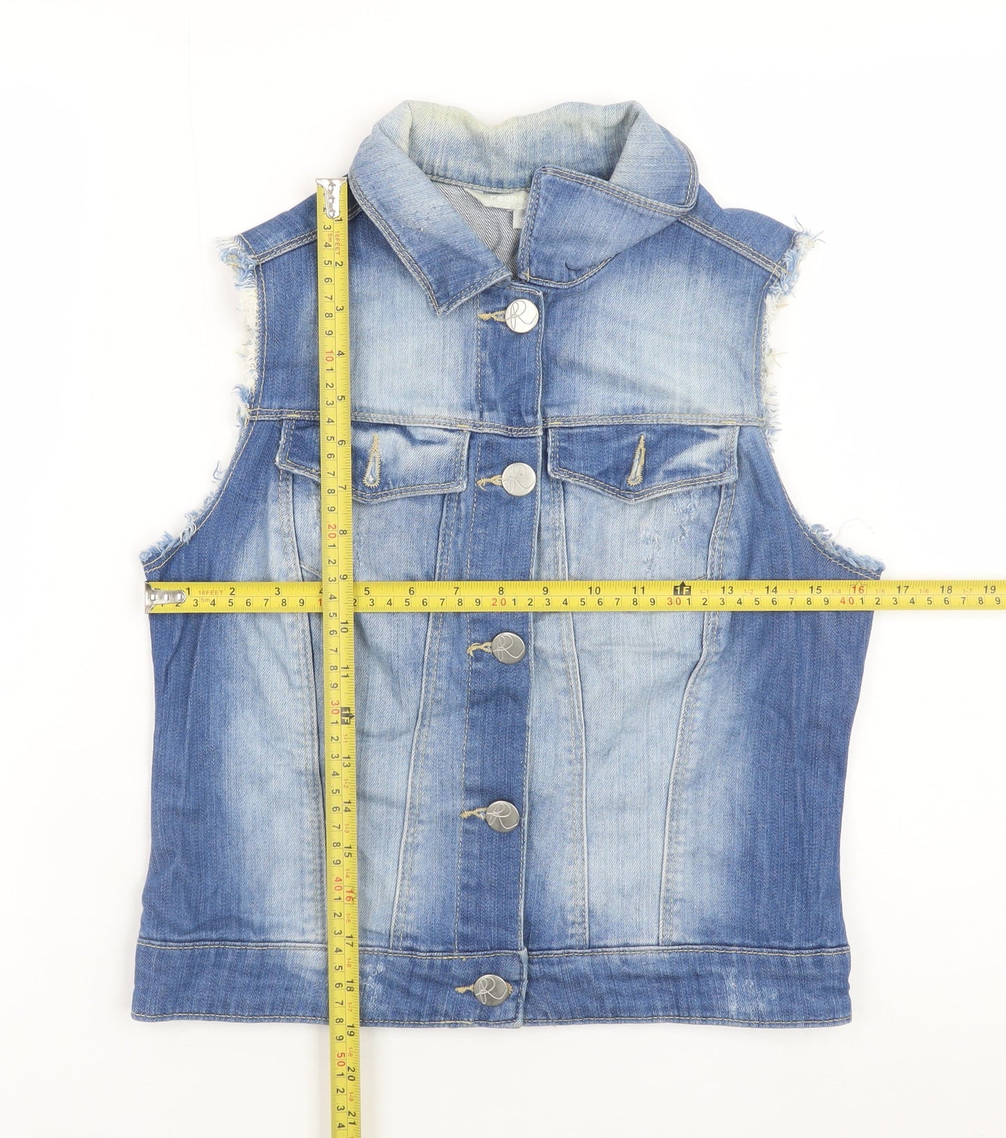 Red Herring Women's Blue Denim Sleeveless Waistcoat Size 12