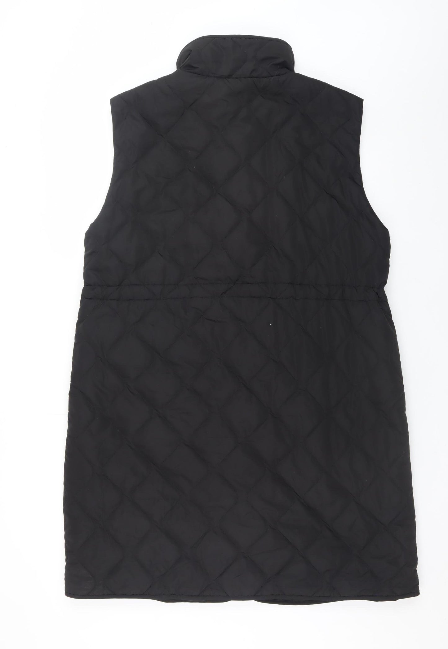 Primark Women’s Black Quilted Long Waistcoat S Sleeveless Casual Vest