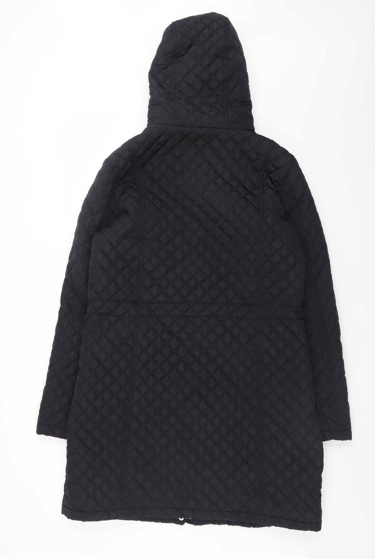 Dunnes Women’s Black Quilted Long Hooded Coat Size 12