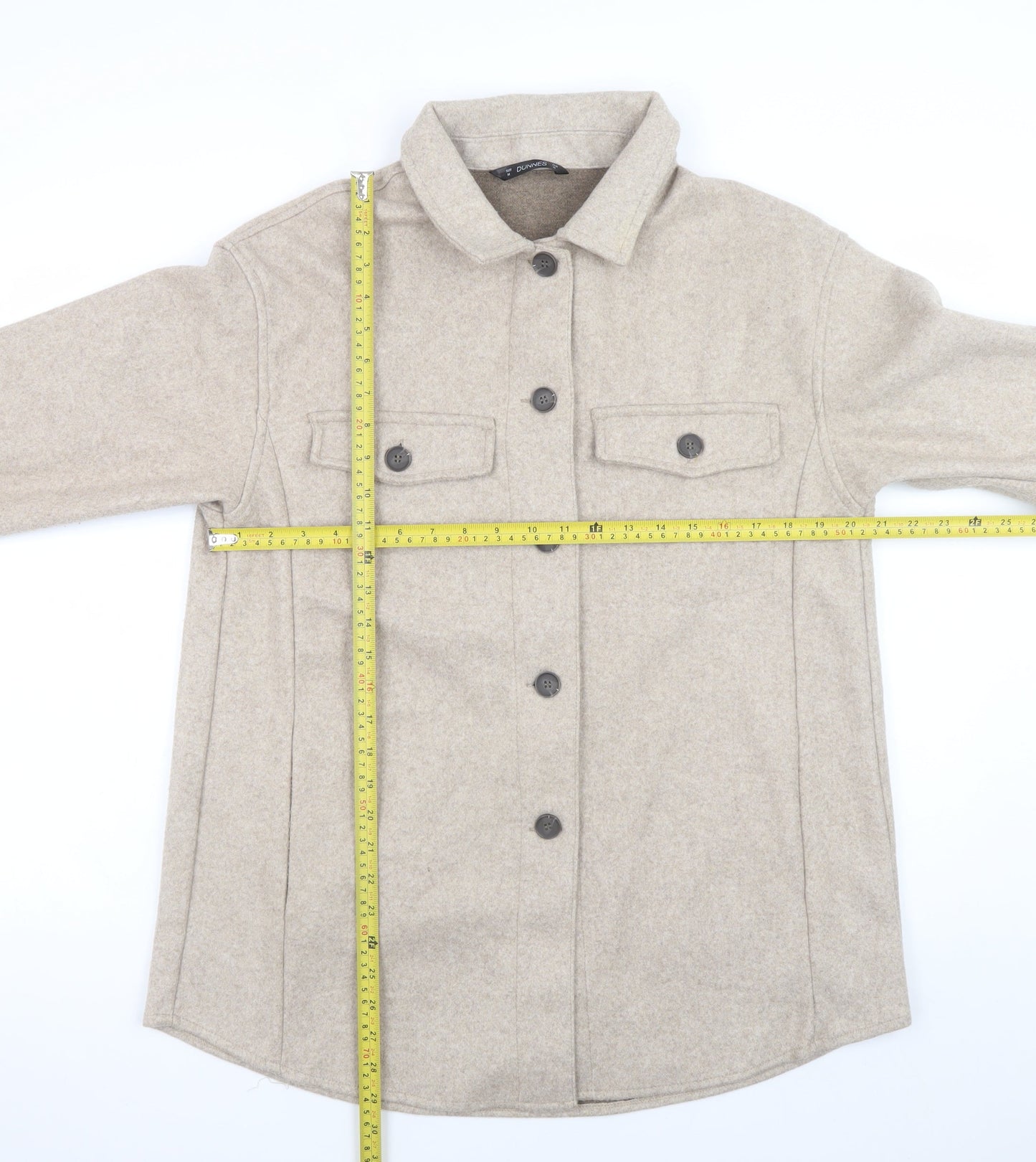 Dunnes Women Beige Wool Blend Button Jacket Size M