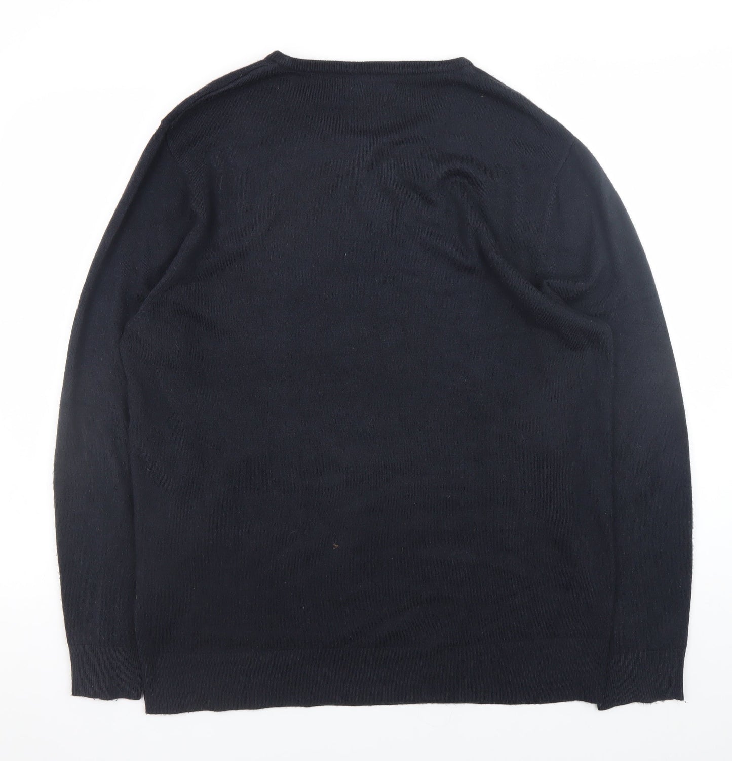 French Connection Men's Black 2XL Cotton Crew Neck Jumper