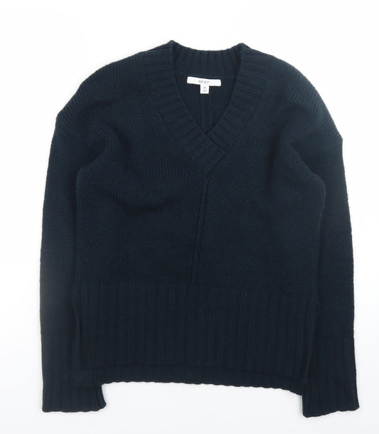 Next Womens Black V-Neck Knit Pullover Jumper XS