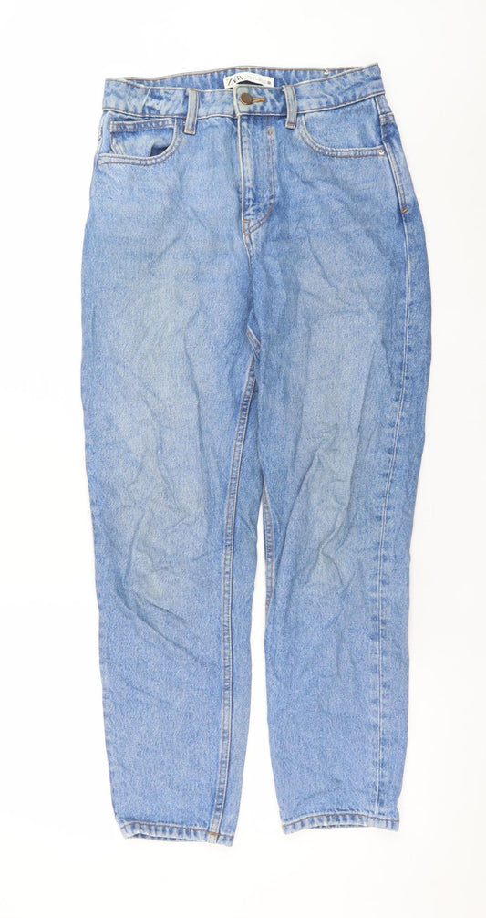 Zara Women Blue Mom High Rise Denim Jeans Size 8