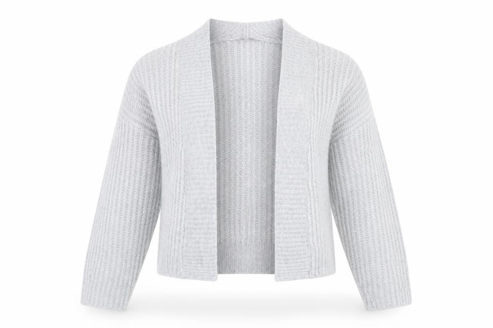 Next Women Grey Chunky Knit Open Front Cardigan Size M