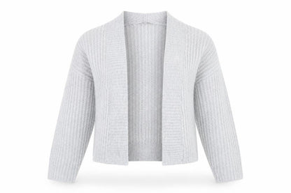 Next Women Grey Chunky Knit Open Front Cardigan Size M
