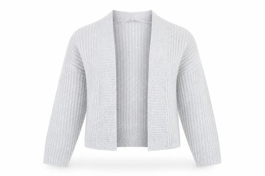Next Women Grey Chunky Knit Open Front Cardigan Size M