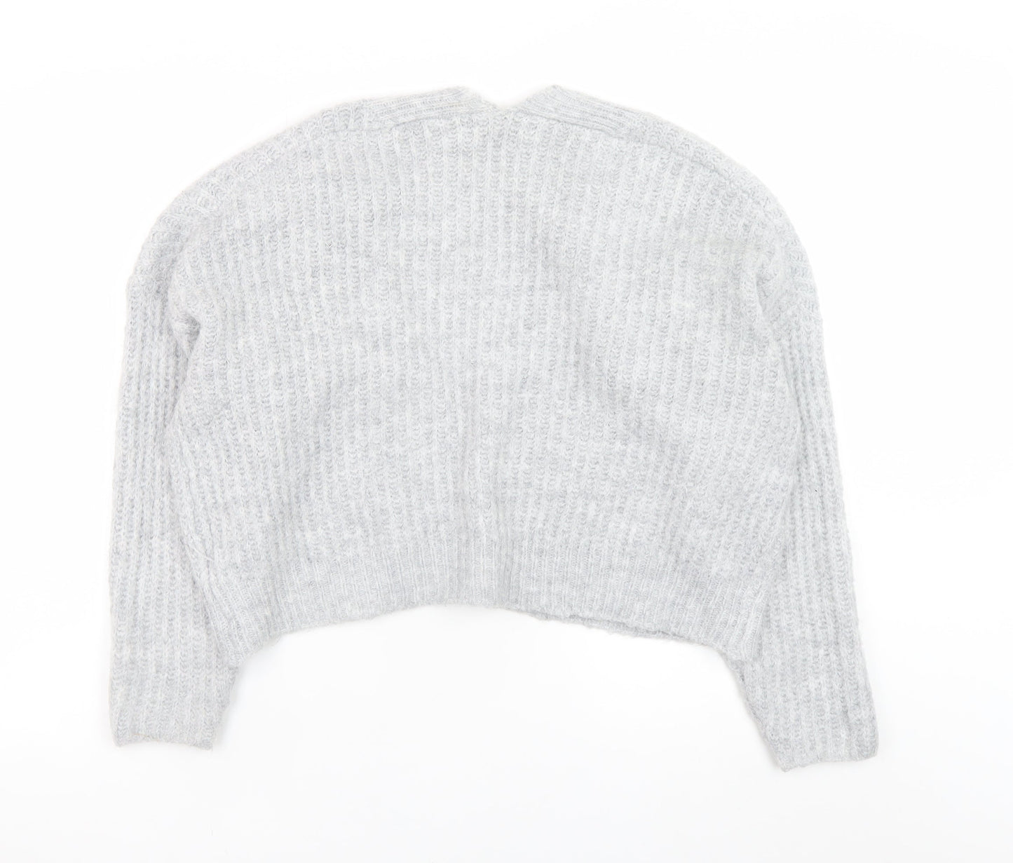 Next Women Grey Chunky Knit Open Front Cardigan Size M