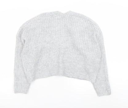 Next Women Grey Chunky Knit Open Front Cardigan Size M