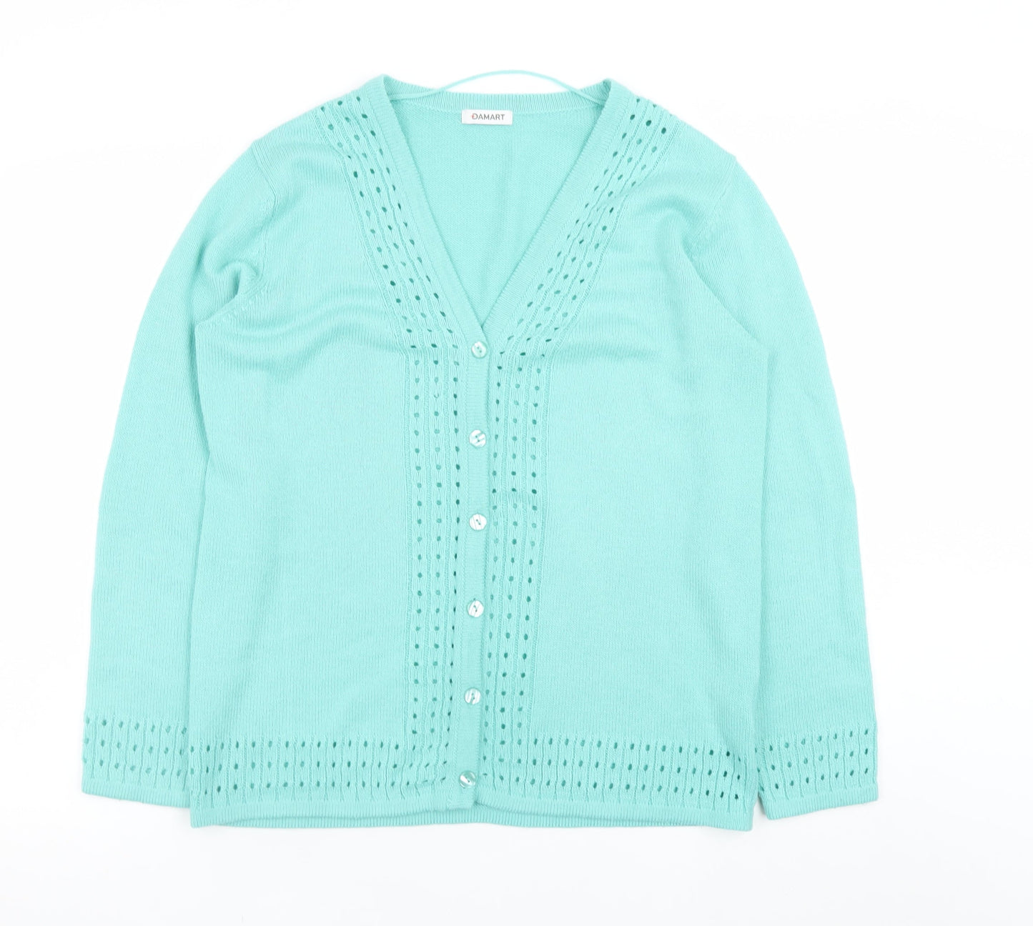 Damart Women’s Green V-Neck Long Sleeve Button Cardigan Size 14