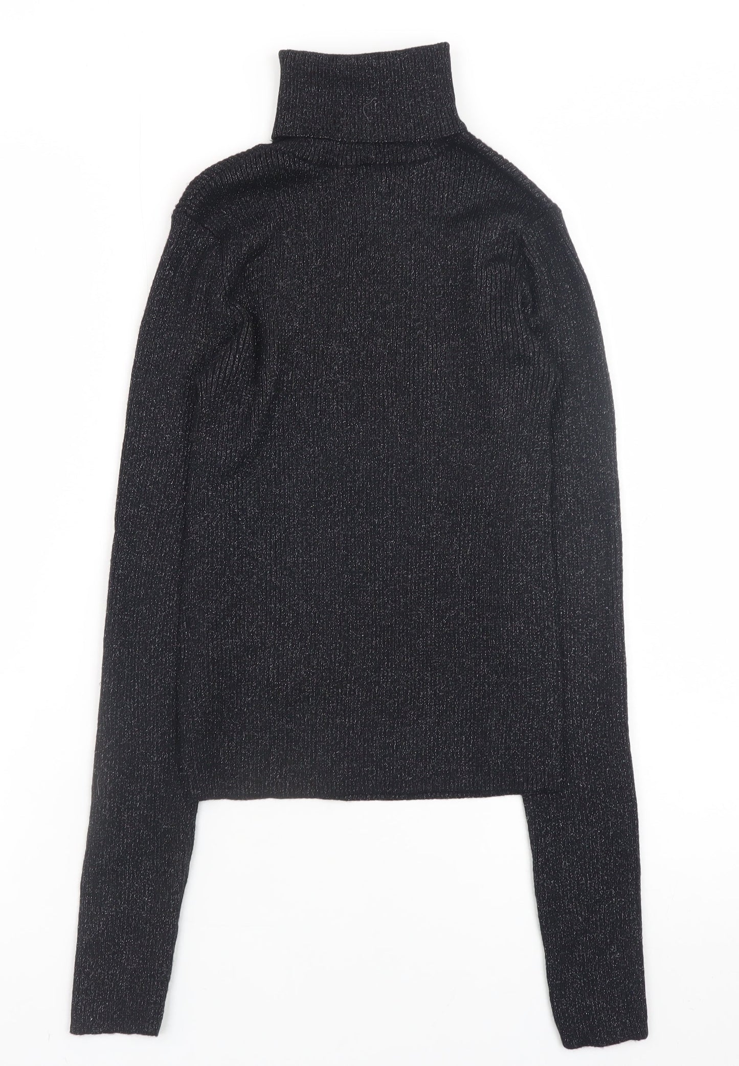 Primark Womens Black Roll Neck Slim Fit Ribbed Jumper XS