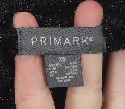 Primark Womens Black Roll Neck Slim Fit Ribbed Jumper XS