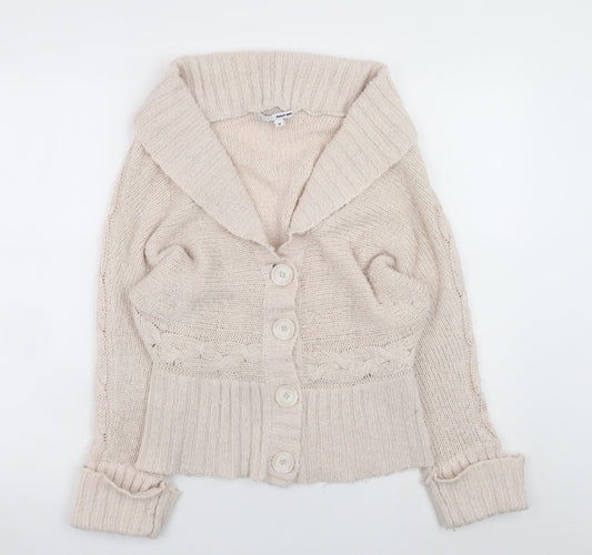 Tally Weijl Women’s Beige Cable Knit Cardigan M Relaxed Fit