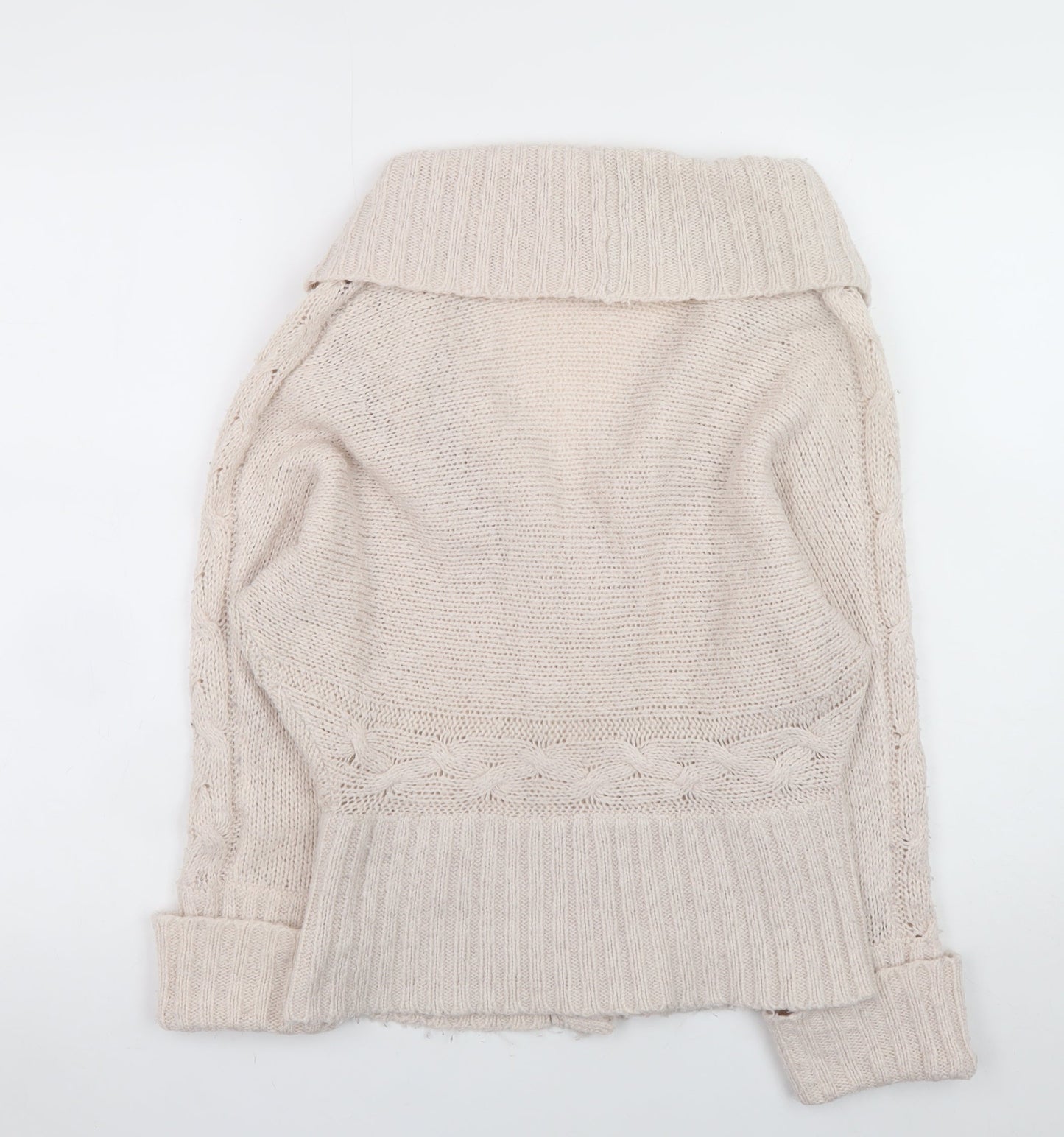 Tally Weijl Women’s Beige Cable Knit Cardigan M Relaxed Fit