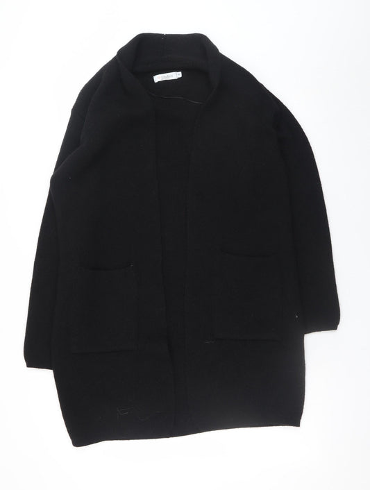 Luisa Ricci Women Black S Open Front Cardigan Knit Acrylic Wool Alpaca