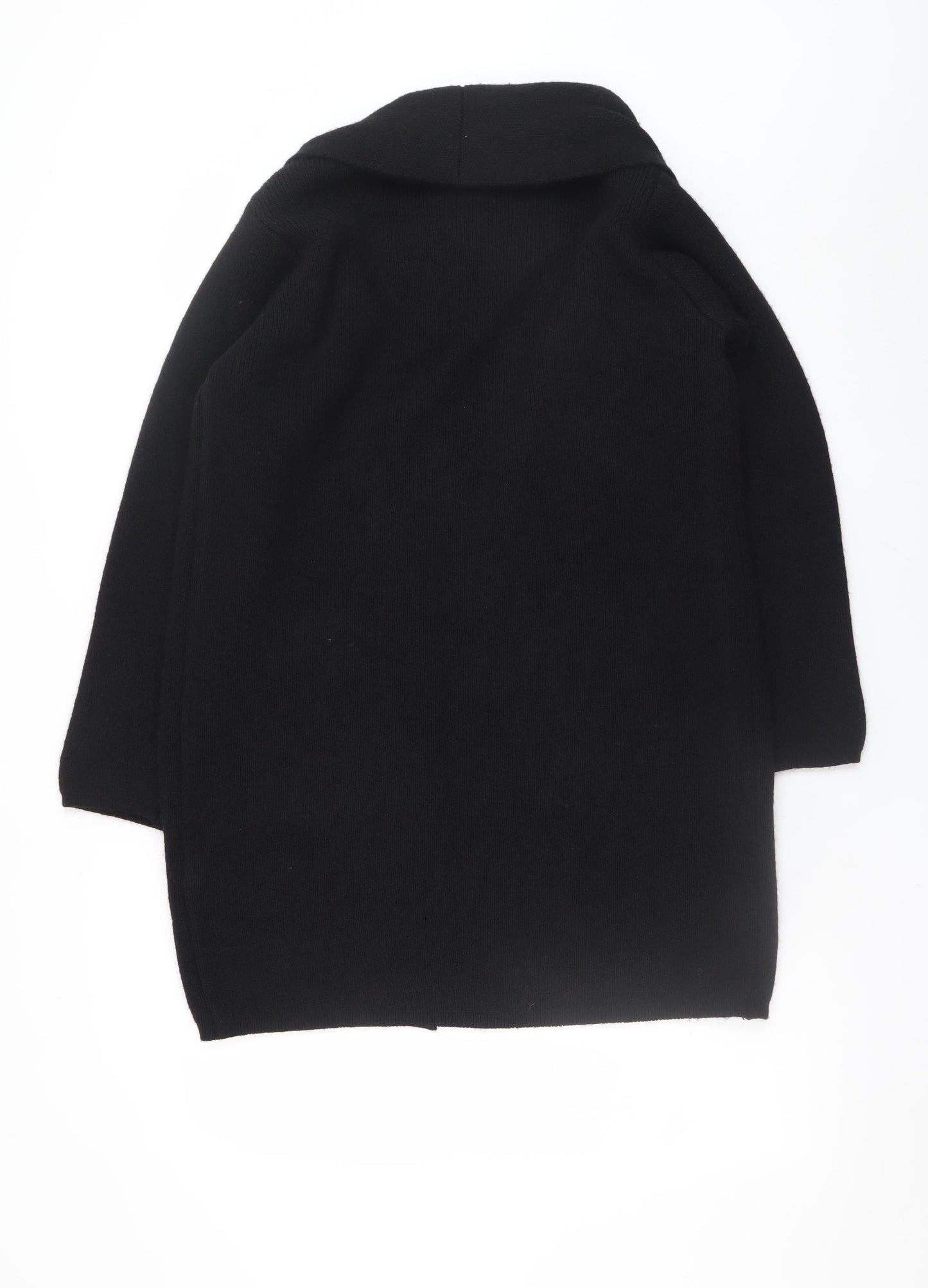 Luisa Ricci Women Black S Open Front Cardigan Knit Acrylic Wool Alpaca