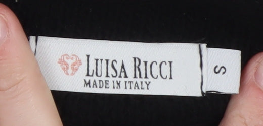 Luisa Ricci Women Black S Open Front Cardigan Knit Acrylic Wool Alpaca
