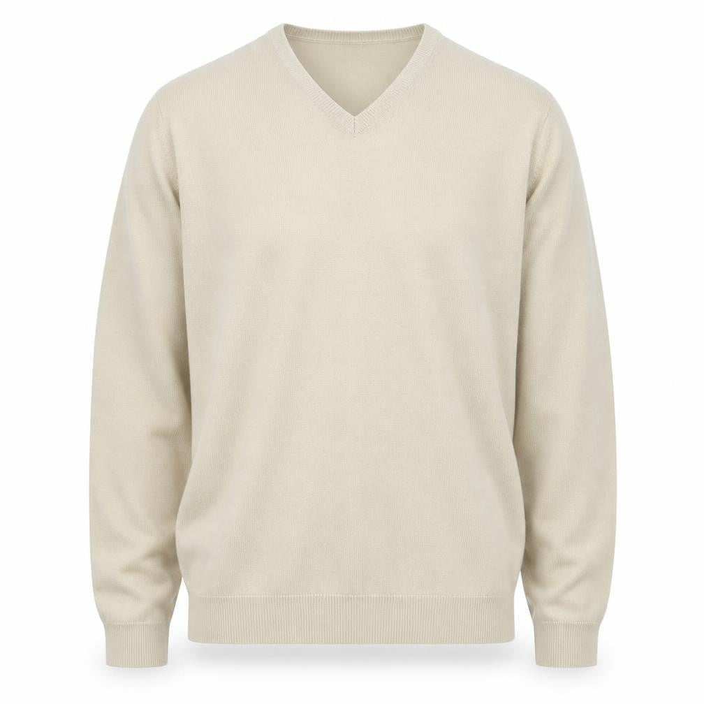 Marks & Spencer Men’s Beige V-Neck Acrylic Jumper Size M